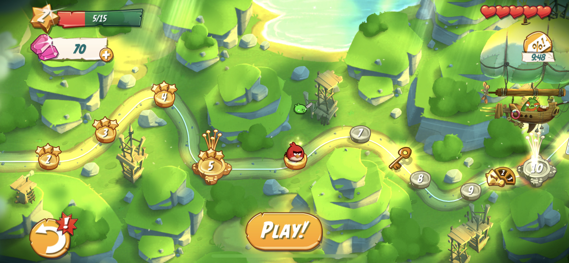 Progressão de níveis do Angry Birds